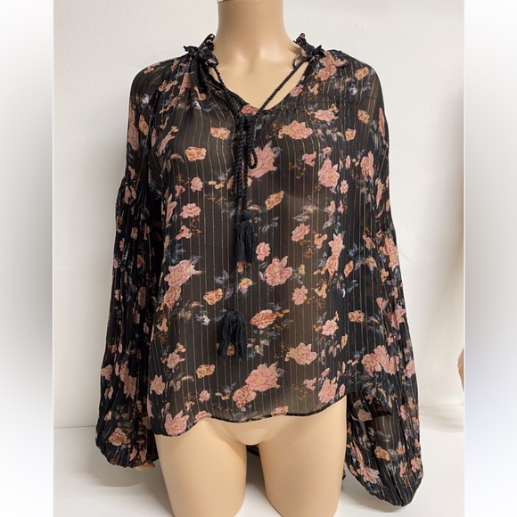Zara sheer floral boho blouse - Picture 2 of 5